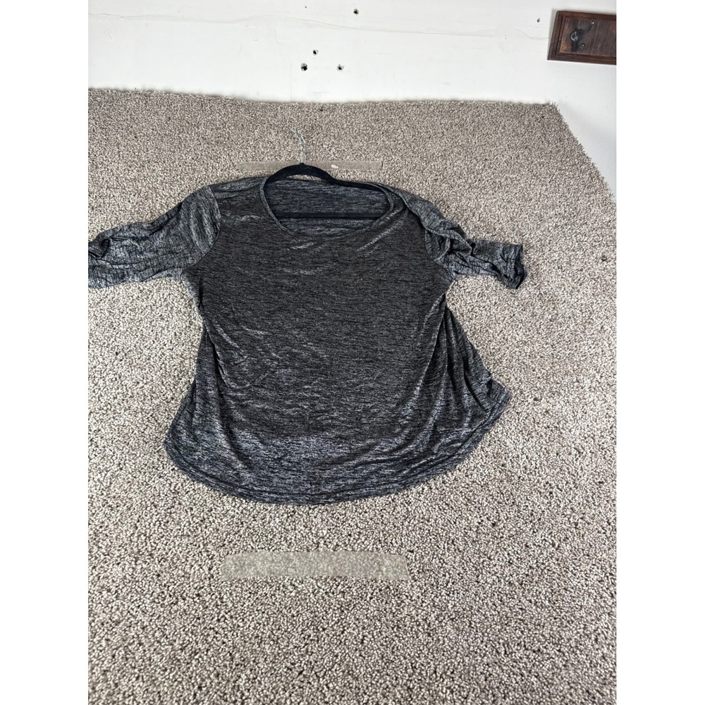 Apt. 9 Womens XL Space Dye Knit Top Charcoal Gray Elbow Sleeve Curved Hem